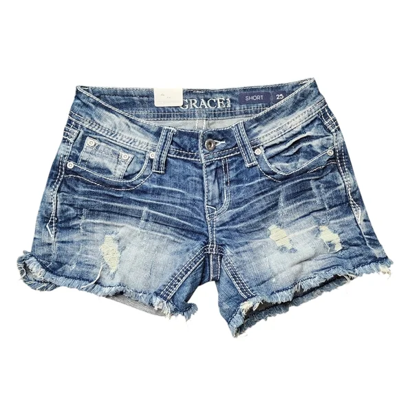 NWOT Grace Women's Blue Denim Shorts - Picture 1 of 5